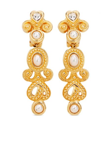 Náušnice s perlami Christian Dior Pre-owned zlatá