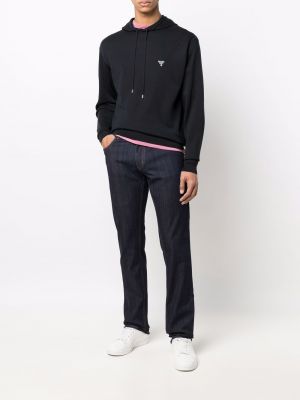 Strick hoodie mit stickerei Prada schwarz