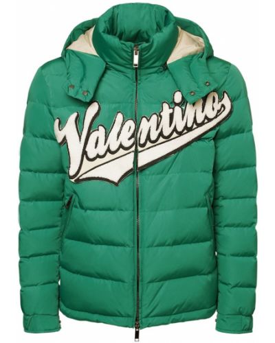 Nylonowa kurtka puchowa Valentino zielona