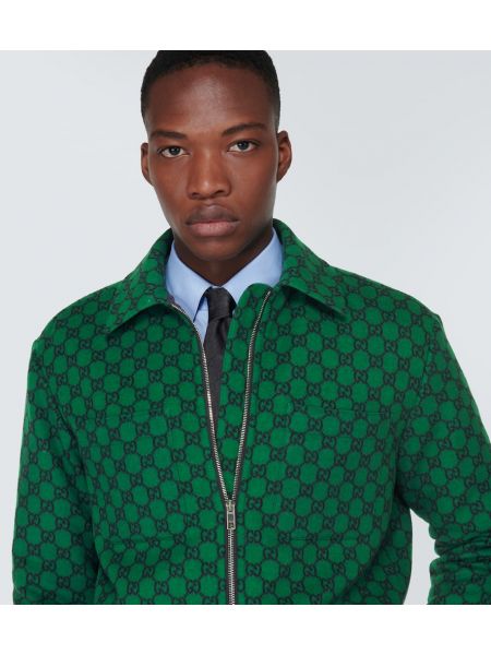 Μάλλινος μπουφάν φανελένια Gucci πράσινο