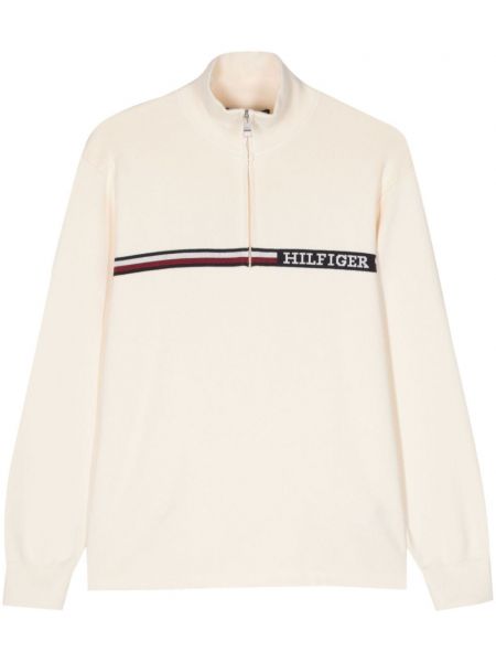 Пуловер с цип с принт Tommy Hilfiger бяло