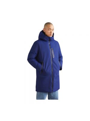 Płaszcz z kapturem Ecoalf niebieski