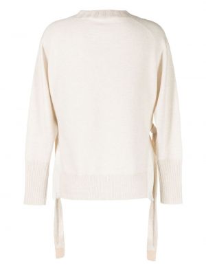 Caurspīdīgs džemperis ar v veida izgriezumu Onefifteen balts