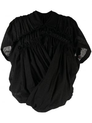 Asimetriska kokvilnas blūze ar drapējumu Comme Des Garçons Tao melns