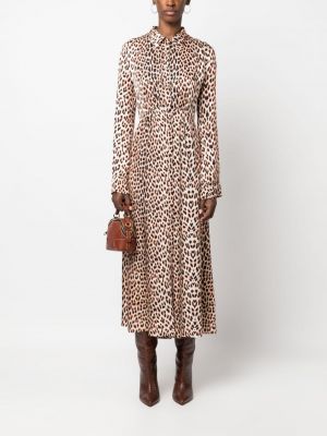 Leopardí midi šaty s potiskem Forte Forte hnědé