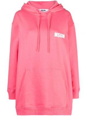 Pamučna hoodie s kapuljačom s printom Msgm ružičasta