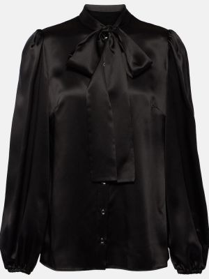 Svilena satenska bluza z lokom Dolce&gabbana črna