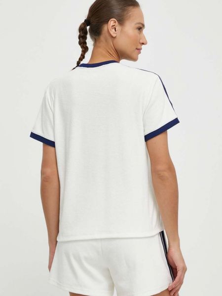 Csíkos laza szabású póló Adidas Originals fehér
