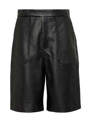 Pantaloni scurți cu talie înaltă din piele Khaite negru