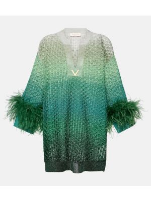 Φόρεμα με φτερά Valentino πράσινο