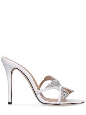 Sandały skórzane z kryształkami Alessandra Rich białe