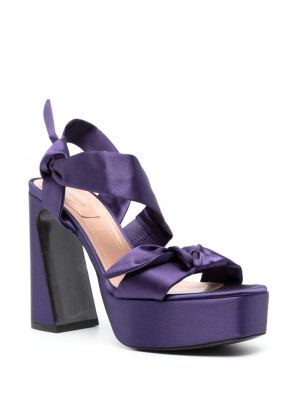 Sandály s mašlí na platformě Alberta Ferretti fialové