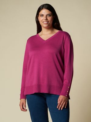 Пуловер с v-образным вырезом Rosa Thea розовый