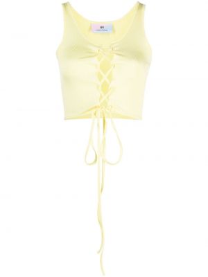 Crop top cu șireturi fără mâneci din dantelă Chiara Ferragni galben