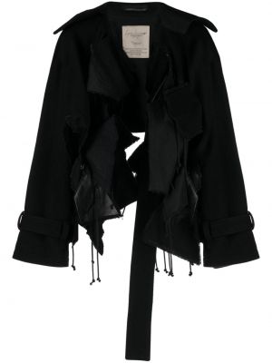 Vlněná bunda s oděrkami Yohji Yamamoto černá