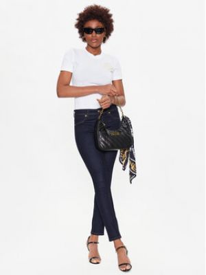 Džínsové bavlnené priliehavé polokošeľa Versace Jeans Couture - biela