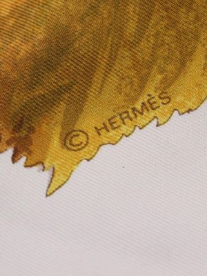 Jedwabna szal z nadrukiem Hermes biała