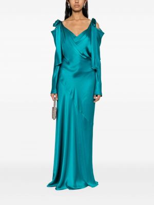 Vakarinė suknelė satininis v formos iškirpte Alberta Ferretti žalia