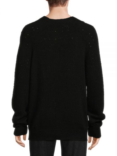Рваный шерстяной приталенный свитер Helmut Lang черный