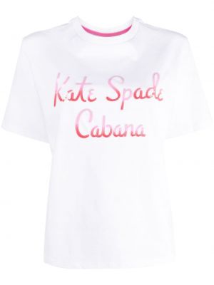 Памучна тениска с принт Kate Spade бяло