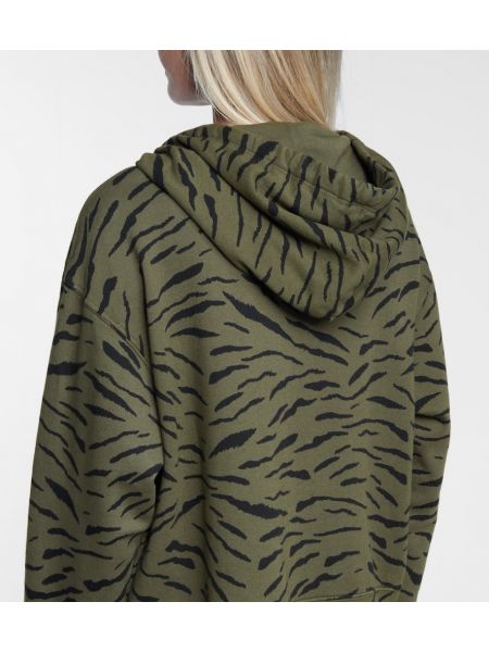 Kokvilnas samta kapučdžemperis ar apdruku Velvet zaļš