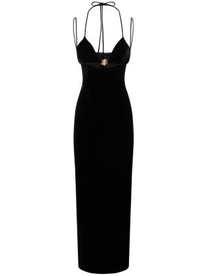 Aksamitna sukienka długa Alessandra Rich czarna