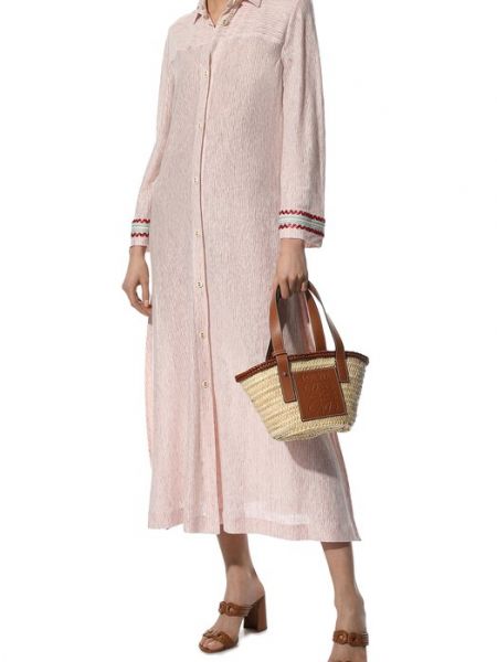 Хлопковое льняное платье Giorgio Armani розовое
