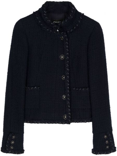 Tweed gombolt hosszú kabát Chanel Pre-owned kék