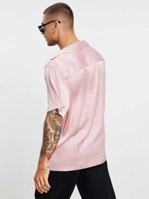 Атласная рубашка свободного кроя Asos розовая