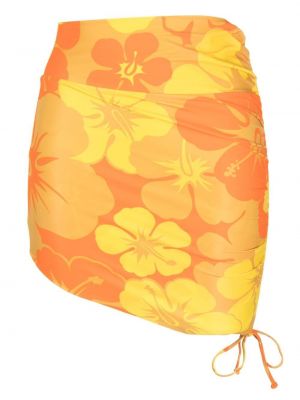 Spódnica w kwiatki Faithfull The Brand pomarańczowa