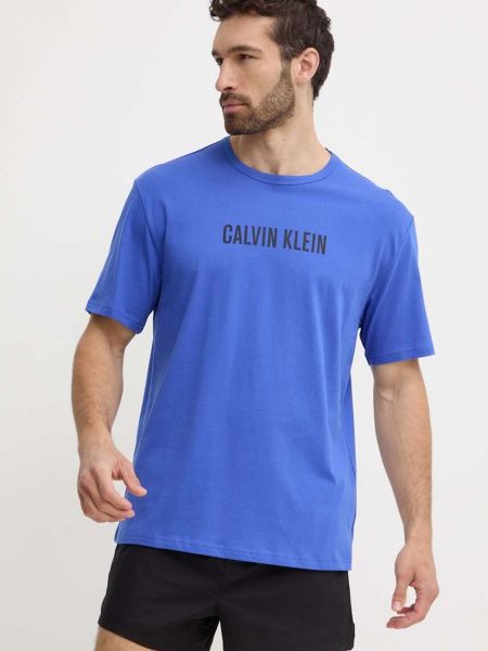 Koszulka bawełniana z nadrukiem Calvin Klein Underwear niebieska