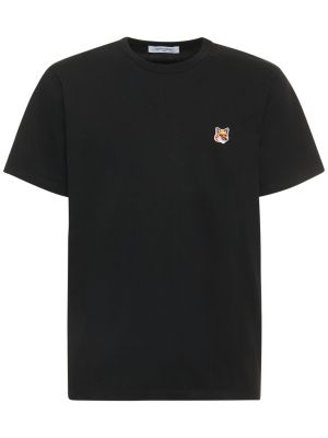 Camiseta de algodón de tela jersey Maison Kitsuné negro