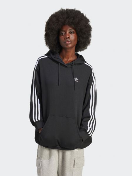 Dryžuotas sportinis džemperis oversize Adidas juoda
