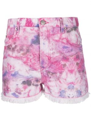 Shorts di jeans tie-dye Marant étoile rosa