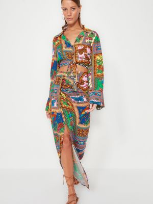 Pletené sukně s tropickým vzorem Trendyol