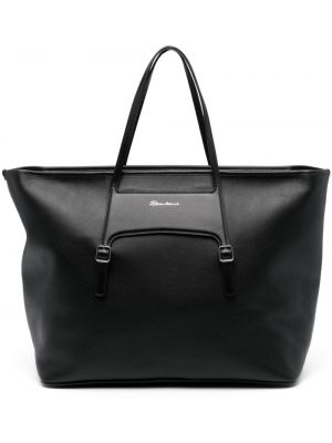 Δερμάτινη τσάντα shopper με σχέδιο Santoni μαύρο