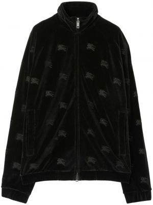 Βελούδινος φούτερ με φερμουάρ Burberry μαύρο