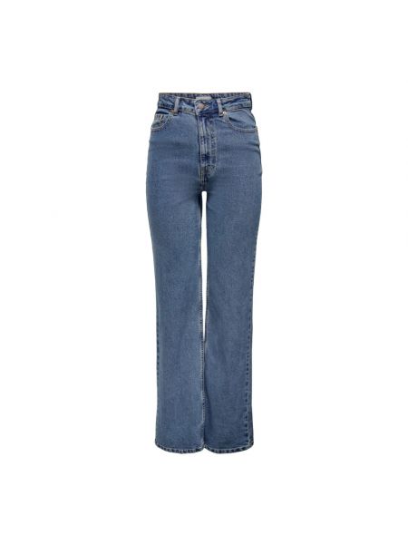 Einfarbige straight jeans mit geknöpfter mit reißverschluss Only blau