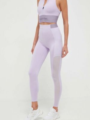 Spodnie sportowe z nadrukiem Calvin Klein Performance fioletowe