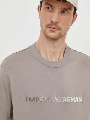 Beżowa koszulka bawełniana Emporio Armani