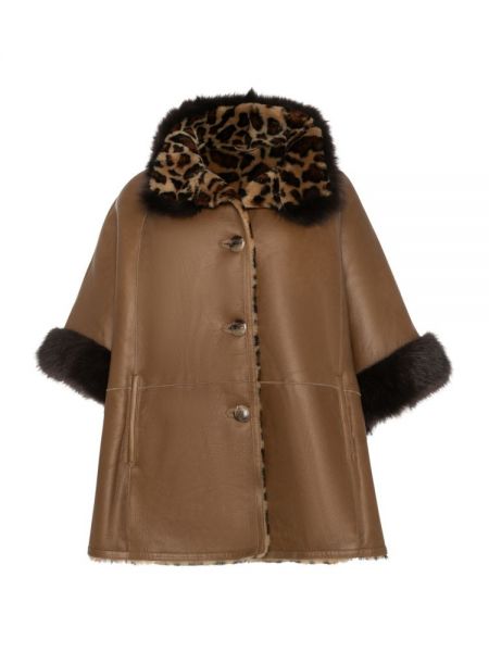 Куртка из шерсти мериноса с принтом с животным принтом Wolfie Furs