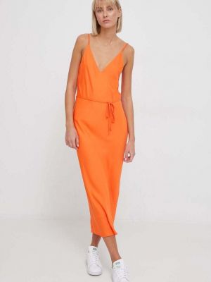 Pomarańczowa sukienka długa Calvin Klein