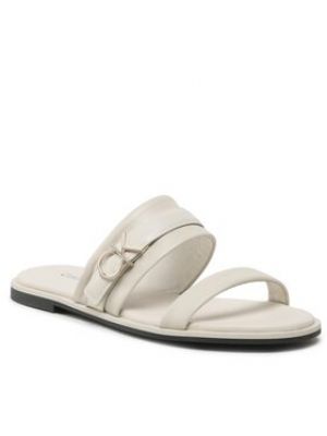Bőr papucs Calvin Klein - fehér