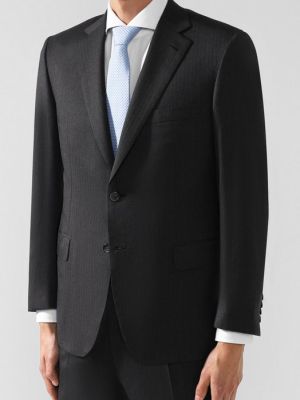 Шелковый шерстяной костюм Brioni серый