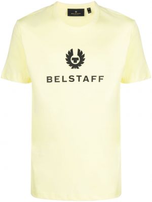 Raštuotas medvilninis marškinėliai Belstaff geltona