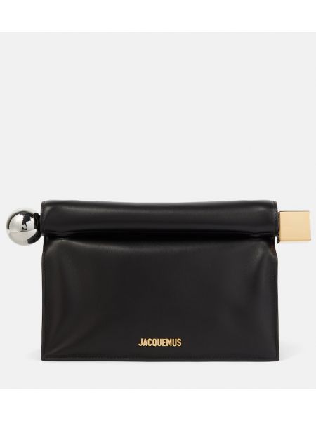 Kožená listová kabelka Jacquemus čierna
