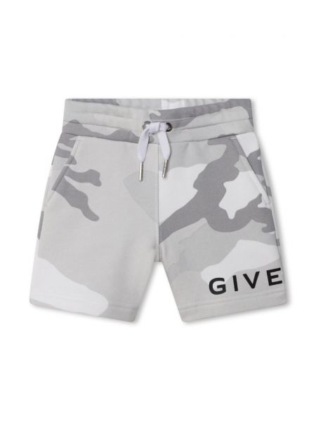 Naamiointi printti shortsit tytöille Givenchy Kids harmaa