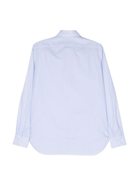 Camisa de algodón a rayas Borrelli azul