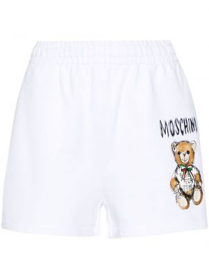 Bombažne kratke hlače s potiskom Moschino bela