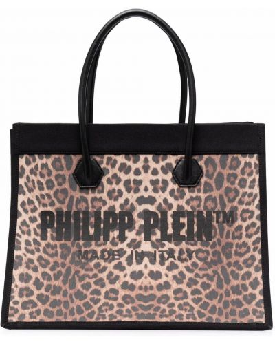 Bolso shopper con estampado leopardo Philipp Plein negro